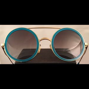 Wildfox Sun "Winona" Round Aviator Teal/Gold